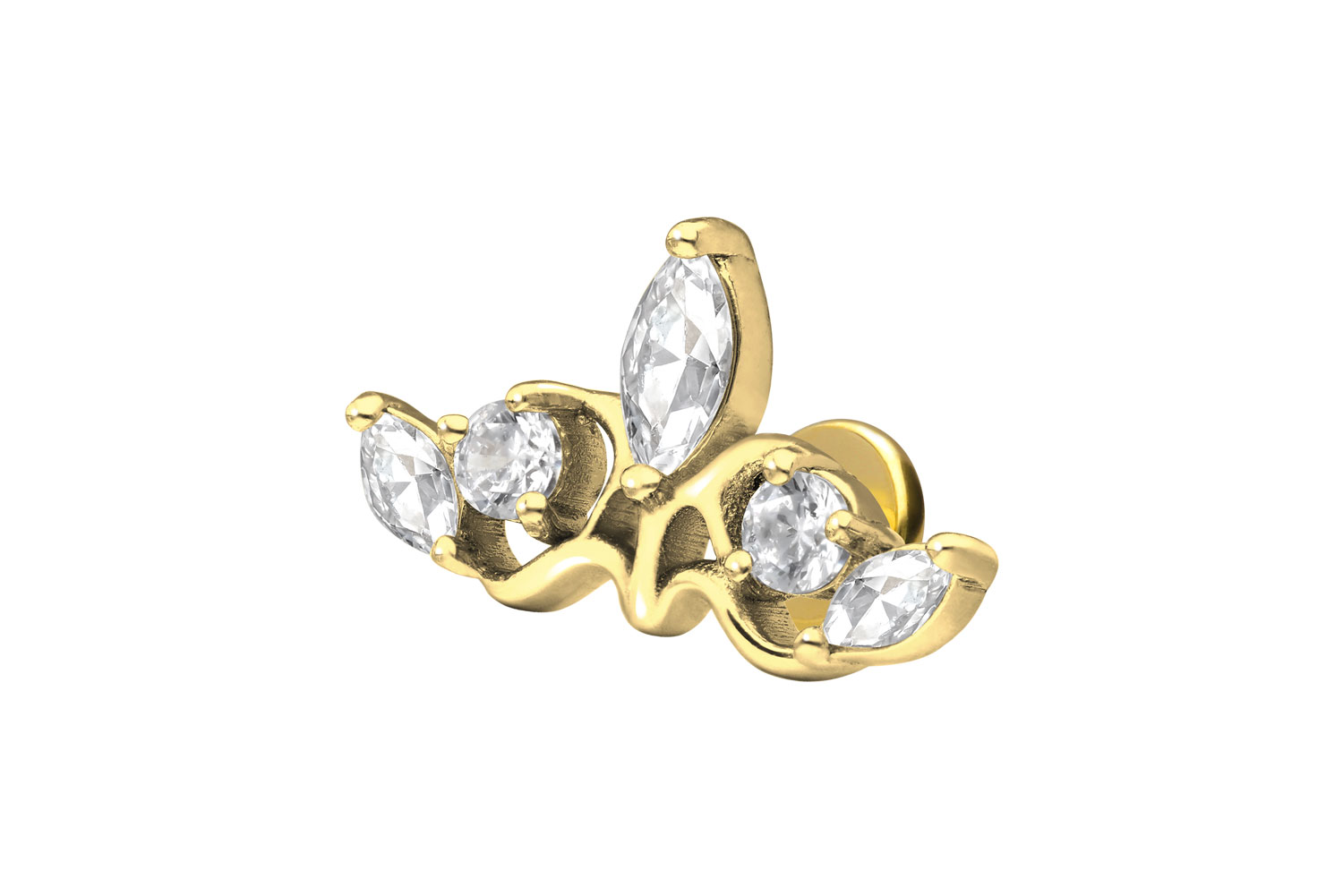 Titan Labret Piercing mit Innengewinde GOTISCHE KRONE